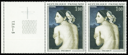 N°1530c 1f Jean-Dominique Ingres, variété pli accordéon