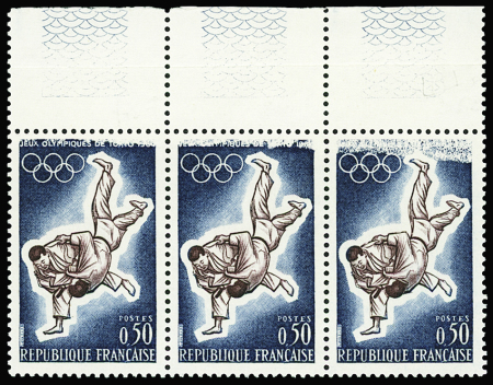 N°1428a 0,50 Judo, impression dépouillée en haut sur