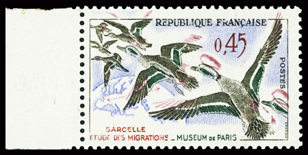 N°1275b 45c Sarcelles, variété couleurs rouge et bleue