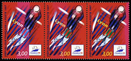 N°3074 3f France 98 - Lyon, variété couleur jaune absente