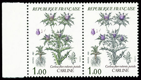 N°2266b 1f carline, variété sans le vert, tenant à