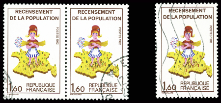 N°2202a et b 1f60 Recensement de la population, lot