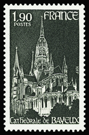N°1939 1f90 Cathédrale de Bayeux, variété fond absent