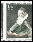 N°1702 1f Fragonard, variété piquage à cheval et couleur