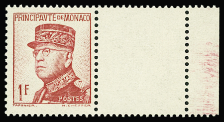 N°163a 1f rose au lieu de rose carminé, bord de feuille