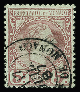 N°10 5f Charles III, oblitéré proprement càd Monaco,