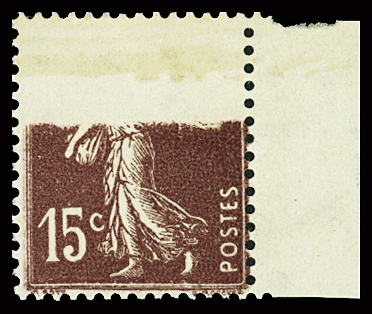 N°189 15c brun-lilas Semeuse, variété impression absente