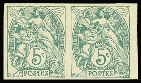 N°111g 5c vert, non dentelé en paire, neuf **, TB