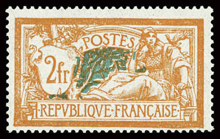 N°145a 2f orange et vert-bleu, variété Double teinte