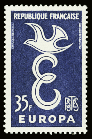 N°1174 35f Europa, variété impression recto verso,