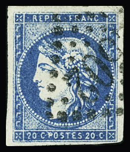 N°44Ba 20c bleu foncé Type 1 Report 2, obl. GC 2502