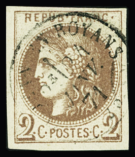 N°40Aa 2c chocolat, Report 1, obl. cad T17 de Saint-Jean-en-Royans