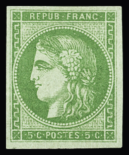 N°42A 5c vert-jaune, Report 1, neuf *, petit clair