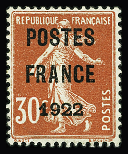 N°38 POSTES FRANCE 1922 30c rouge, neuf sans gomme,
