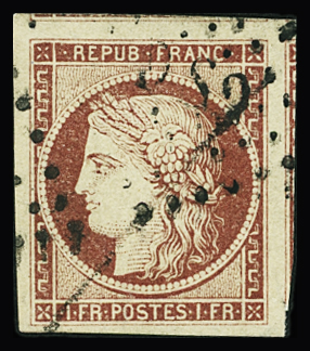 N°6 1fr carmin, obl. losange de Paris "DS2", avec 2