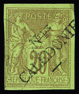 N°17a 20c. surcharge type II, obl., TB