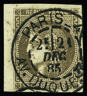 N°47 30c brun, obl cad T17 "Paris AV. Duquesne", TTB.