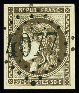 N°47 30c brun, obl GC 4077 Valence sur Rhône, TTB.