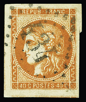 N°48a 40c orange vif, obl GC 434, avec 4 très belles