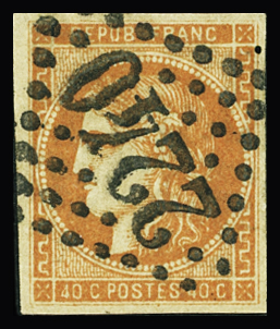 N°48 40c orange, obl GC 2240 Marseille, TB.