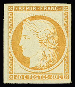 N°5g 40c orange, réimpression de 1862, neuf *, TB