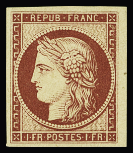 N°6f 1f carmin, réimpression de 1862, neuf *, TB