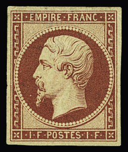 N°18d 1f carmin, Réimpression de 1862, neuf * (pelurage