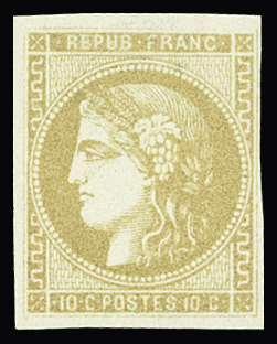 N°43A 10c bistre Report 1, neuf sans gomme, TB. Signé