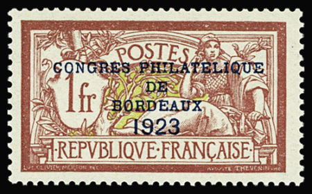 N°182 1f lie-de-vin et olive Congrès Philatélique de