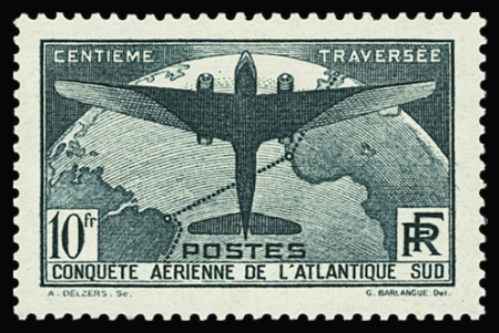 N°321 10f Atlantique Sud, neuf **, TB. Signé A.Brun