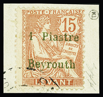 N°27 1 pi. s. 15 c. vermillon, obl., TB