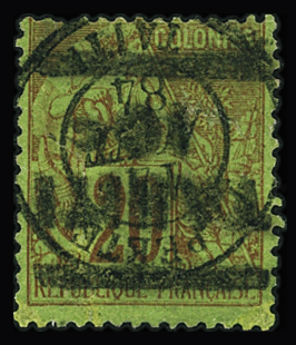 N°5a 10c. s. 20c. de 1881 surcharge renversé, obl.,