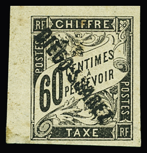 TAXE N°12 60c. noir, neuf *, TB rare. Signé Calves