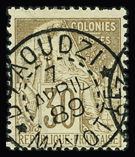 Col. Gen. N°55 30c. brun, obl. càd "D'Zaoudzi - Mayotte",