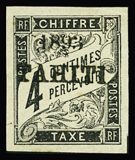 TAXE N°17 4c. noir, neuf *, TTB et rare (tirage 200).