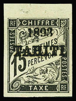 TAXE N°20 15c. noir petit bdf, neuf *, TB et rare (tirage