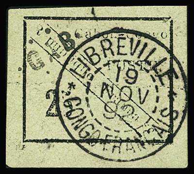 N°15 25c. noir s. vert, obl., aminci, TB, rare (tirage