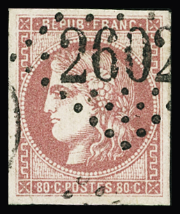 N°49 80c rose, obl. GC 2602 de Nantes (Loire-inférieure),