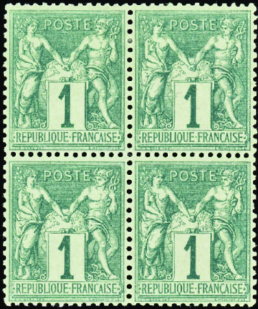 N°61 1c vert bloc de 4  neuf ** (2ex*) TB