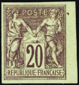 N°67a 20c brun-lilas non dentelé bdf neuf * TB