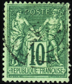 N°76 10c vert obl TB