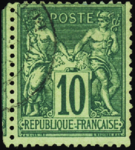 N°76 10c vert obl TB