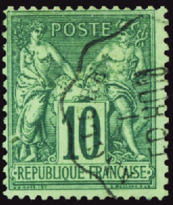 N°76 10c vert obl TB