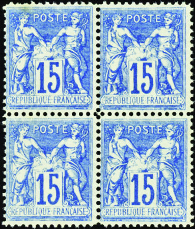 N°90 15c faux de Chalon sur Saône bloc de 4 neuf *