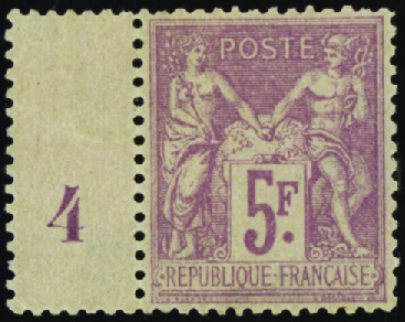 N°95 5f violet sur lilas bdf neuf * TB