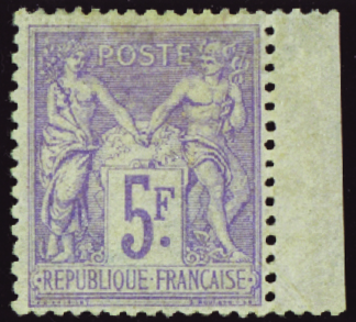 N°95 5f violet sur lilas neuf * TB