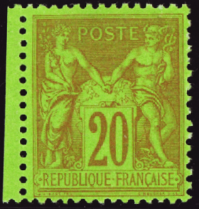 N°96 20c brique sur vert neuf ** TB