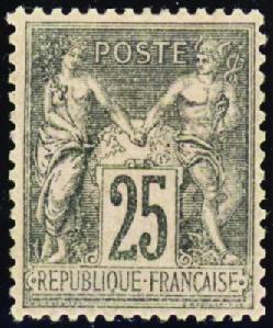 N°97 25c noir sur rose neuf * TB