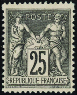 N°97 25c noir sur rose format plus grand neuf * TB