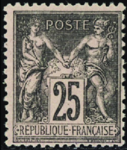 N°97 25c noir sur rose neuf ** TB